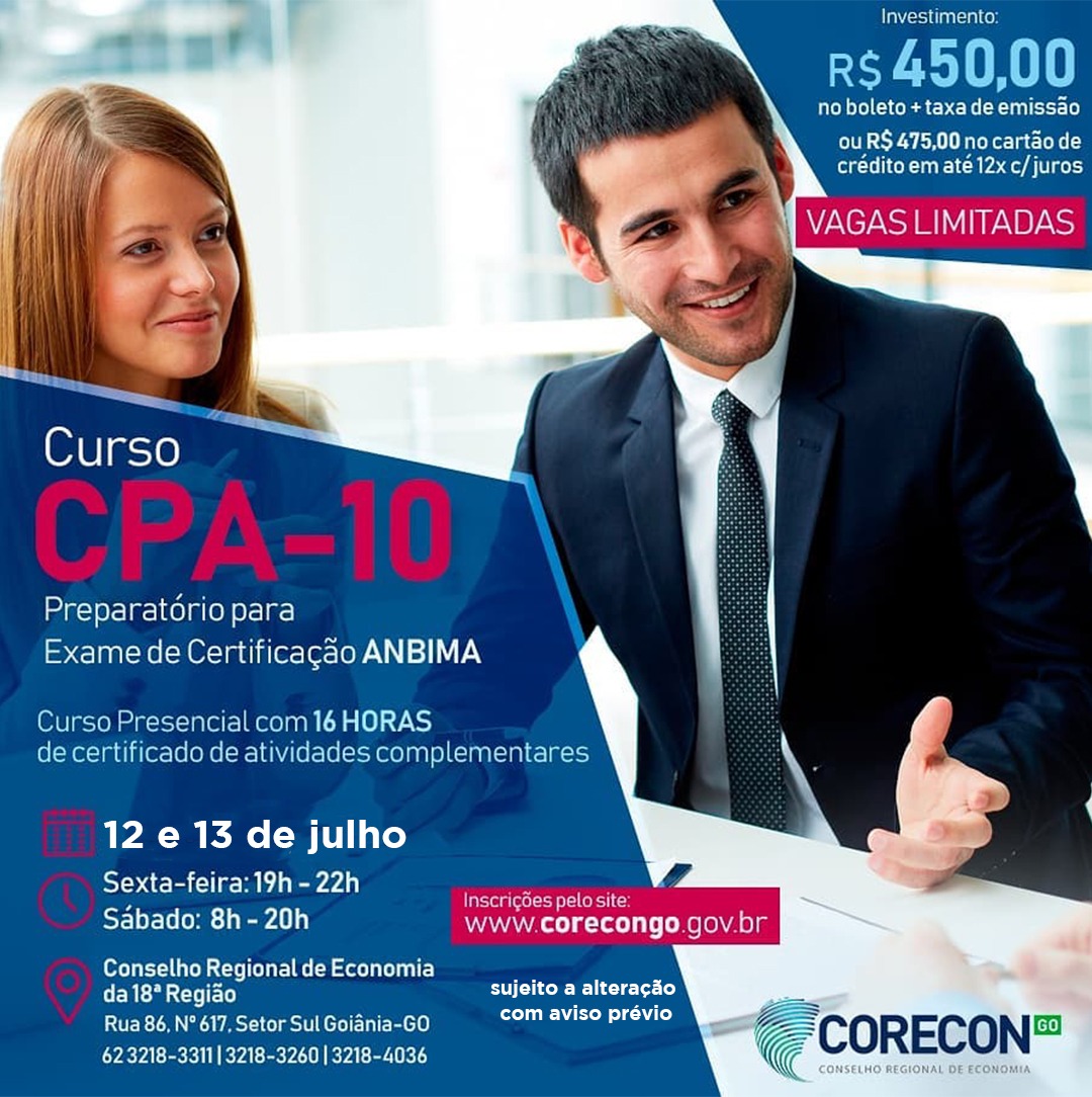 Curso CPA-10 preparatório para Certificação ANBIMA CPA-10