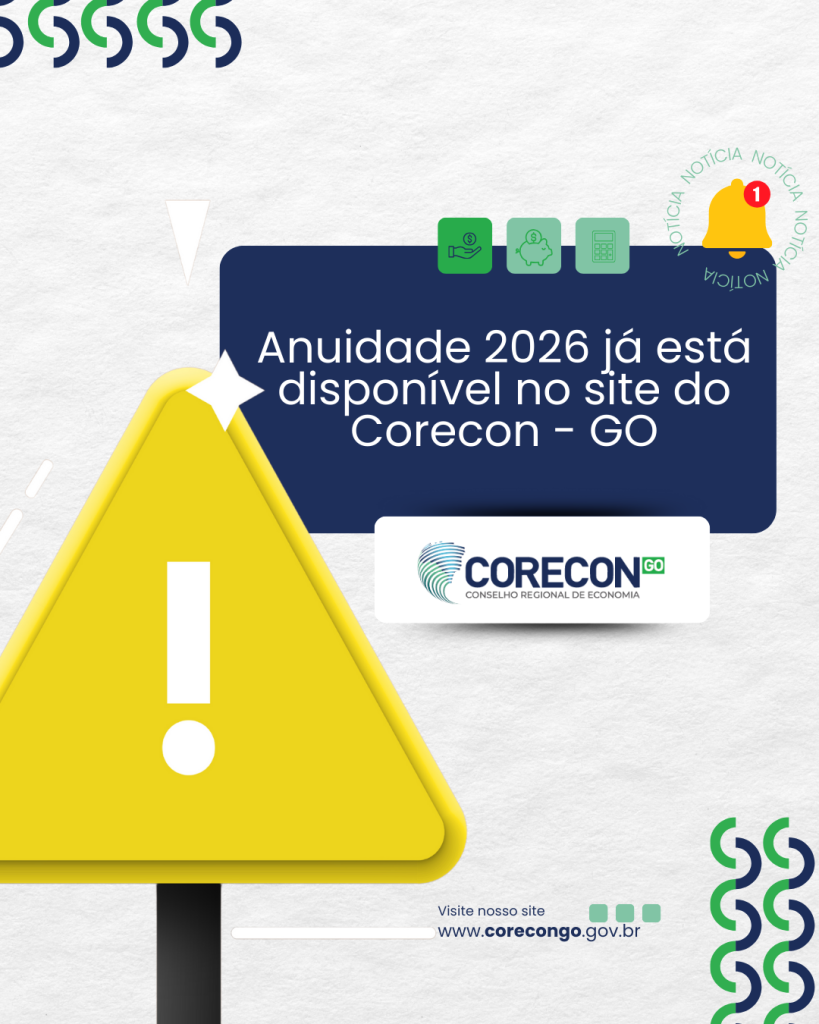 ANUIDADE DO CORECON-GO JÁ ESTÁ DISPONÍVEL